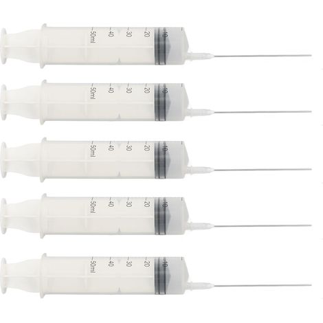 Seringue de remplissage d'encre 50ml, 5 pièces, outil d'injection avec graduation pour cartouche d'imprimante (1/5)