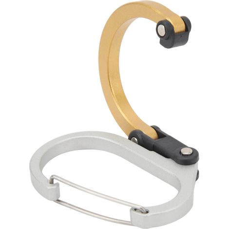 Multifunktionaler Karabiner aus Aluminiumlegierung, Größe M, Ausführung D, goldfarben, für den taktischen Einsatz im Freien. (1/4)