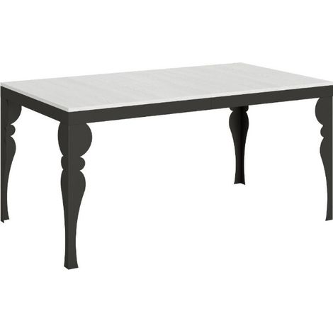 Table extensible 8 à 20 personnes blanc et pieds métal anthracite L 180 à 440 cm Torza (1/5)