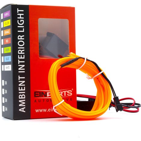 Guida luminosa a LED per auto, luce ambientale 12 V arancione, 3 metri (1/4)