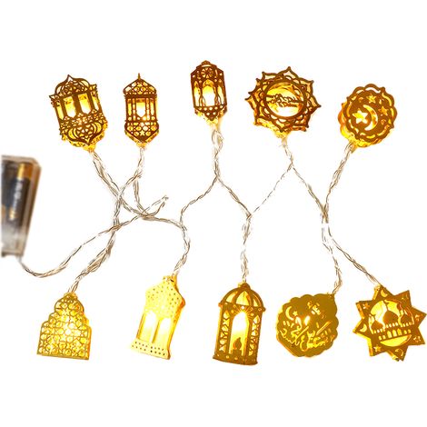 Guirnalda de luces LED musulmanas con forma de castillo y luna creciente, 1,5 m (5 pies), 10 LED (1/5)