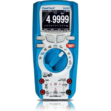 Peaktech 3440 – Multimetro Digitale True Rms con Bluetooth 4 e Display Grafico, 50.000 Conteggi, Tüv/Gs, Autorange, Voltmetro, Tester di Continuità - Cat Iii 1000V (1/4)