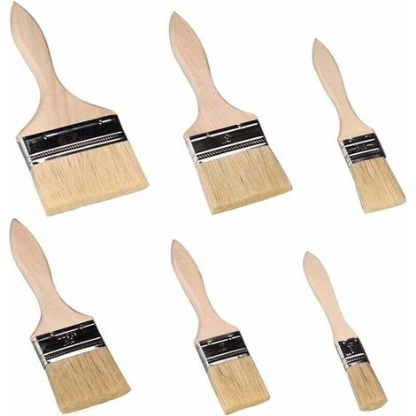 Wandmalpinsel, Flachpinsel, 6-teilige Malerpinsel, professionelle Malerpinsel mit Holzgriff, Naturborstenpinsel, geeignet für Wände, Möbel, Fensterläden – (1/4)