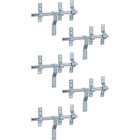 Verrou de box type Vervelle avec poignée plate et gâche fixée – acier zingué – boulon Ø 14 mm x 190 mm – Marque Alberts (1/2)