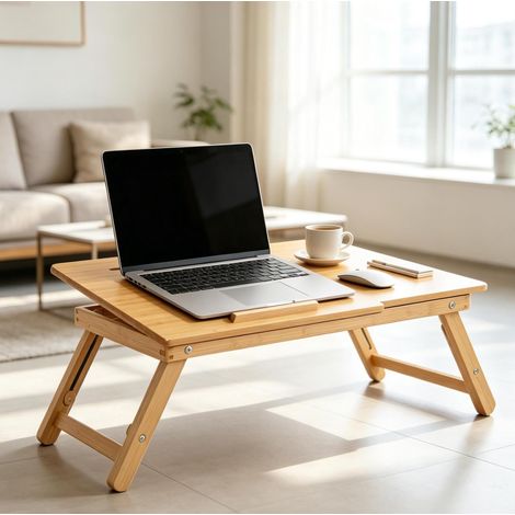 Klappbarer, verstellbarer Betttisch aus Bambus, 55 x 35 cm, Natur HAVRYA (1/5)