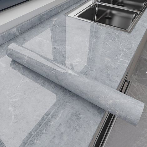 Autocollant résistant à l'huile de cuisine gris foncé, film protecteur auto-adhésif imperméable et antisalissure pour comptoir, 60CM x 2M (1/3)