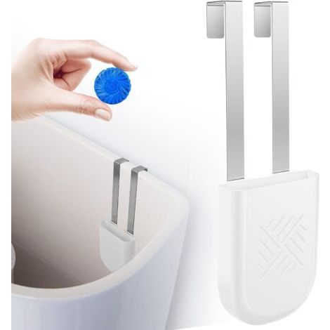 BUNTHAUS Support de tablettes de nettoyage en acier inoxydable à suspendre pour réservoir de chasse d'eau, bateau, salle de bain, appartement, maison (blanc) (1/5)