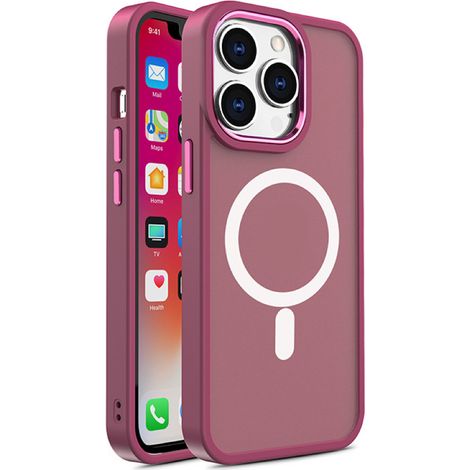 Custodia magnetica con MagSafe per iPhone 15 Plus, fori per cordino bordeaux (1/5)