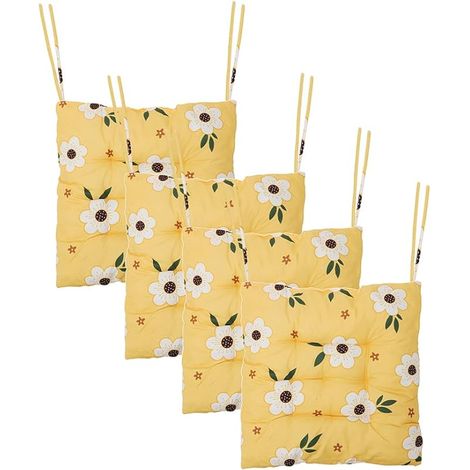 Lot de 4 Coussins de Chaise, 40 x 40 cm, Coussin pour Chaise d'Intérieur Argenté, Coussins Disponibles à l’intérieur et à l’extérieur, Coussins de Chaise pour (Tournesols) (1/5)