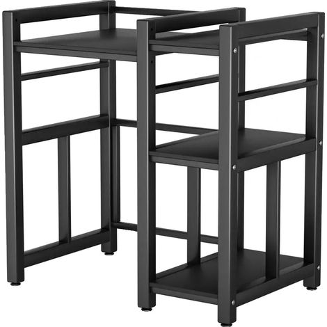Waschmaschinen-Trockner-Stapelregal, höhenverstellbar, platzsparendes Design, Schwarz (1/2)