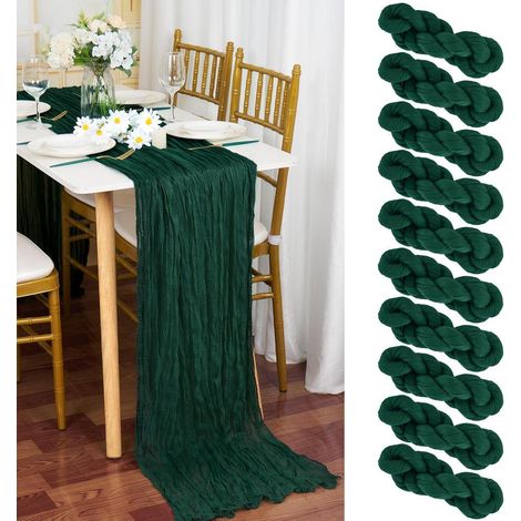 10x Tischläufer 90x300cm Dunkelgrün Gaze Stoff für Hochzeiten & Deko