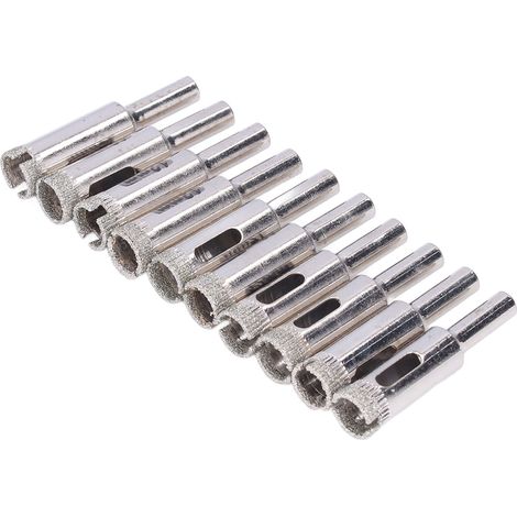 10 forets à verre de 12 mm, haute résistance à la torsion, fabrication soignée, robustes et durables, pour carrelage. (1/5)