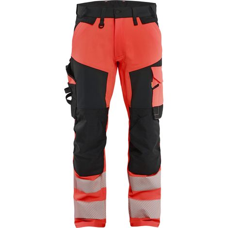 Pantalon de travail Stretch 4D Haute-visibilité 1124 Rouge fluo/Noir XL - FR(50) - SE(C56) - Standards