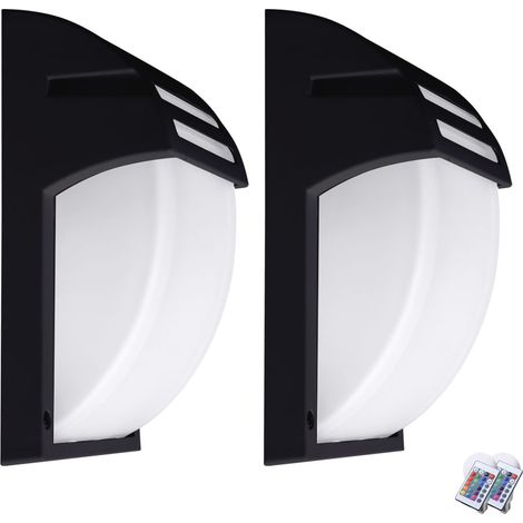 2er Set Wand Lampen Fernbedienung Balkon Außen Leuchte dimmbar im Set inkl. RGB LED Leuchtmittel