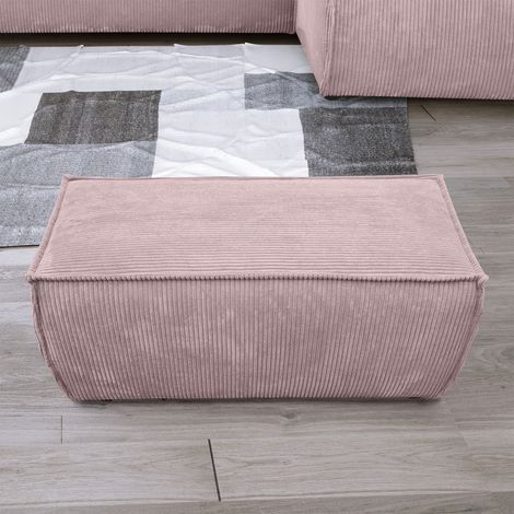 Pouf 102x60x44 cm en velours côtelé vieux rose