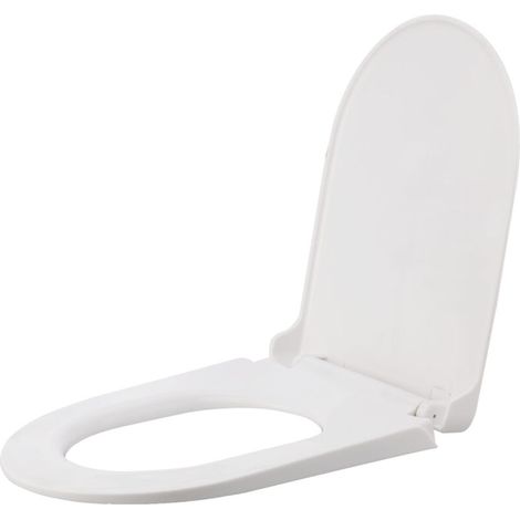 Siège de toilette à fermeture douce, fixation Simple, sièges de toilette en matériau PP blanc avec raccords réglables, siège de toilette avec couvercle de toilette (1/3)