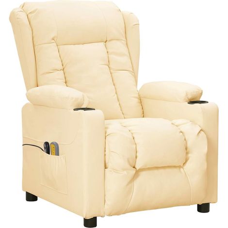 Maison Exclusive - Poltrona Massaggiante Elettrica Crema Similpelle