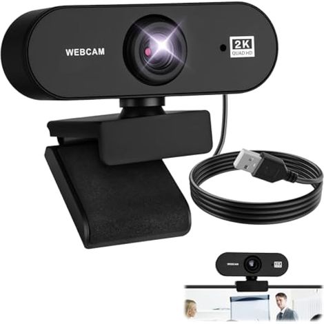 Webcam PC 2K 30 FPS Full HD 1080P, Camera PC USB avec Microphone Plug & Play pour Streaming, Télétravail, Vidéoconférence (1/5)