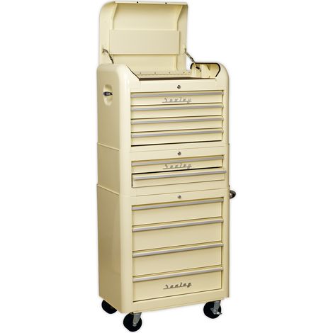 Sealey Retro Style Topchest, Mid-Box & Rollcab Combination 10 Drawer Cream AP28COMBO2 (1/4)