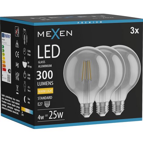 Mexen Vintis 3x Ampoule filament LED E27, G95, 4W, Chaude - 2700K, 300 lm, fumée - L157-E27-0427-70x03 (1/5)