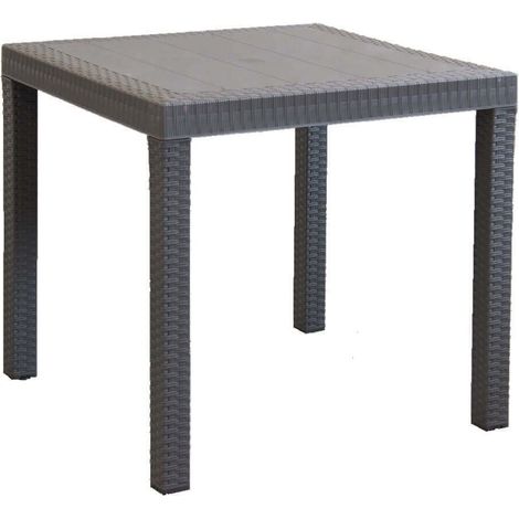 CALIGOLA - set tavolo in alluminio e teak cm 80 x 80 x 74 h con 4 sedie Alma (1/4)