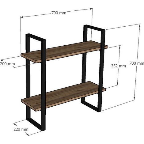 Wandregal aus Holz "Buba" - 70 x 22 x 70 cm - Braun