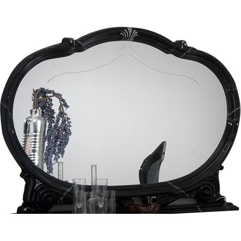 Miroir mural bois vernis laqué brillant noir Venus 130cm (1/3)