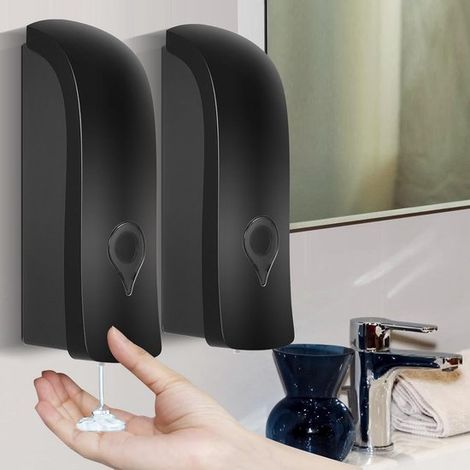 Dispensador de jabón mural - montaje en pared - 2 unidades - negro - 300 ml (1/5)
