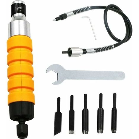Ciseau - Pour Sculpture Sur Bois Et Plastique - Compatible Avec Perceuse Électrique À Arbre Flexible - 5 Embouts Inclus - Vitesse Max 12000 Tr/Min (1/5)