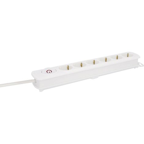 Unitec Steckdosenleiste 6-fach 1,4m mit Schalter und Flachstecker, weiß Steckdosenleiste