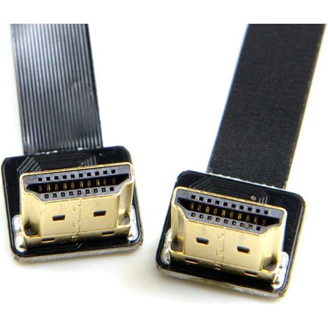 Câble plat HDMI FPV double 90 degrés coudé vers le bas Type A mâle vers mâle CY FPC HDTV pour photographie aérienne avec drone multicoptère 50 cm (1/5)