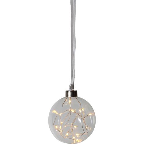 EGLO LED-Weihnachtskugel für Innen, beleuchtete Glaskugel zum Aufhängen, transparente Leuchtkugel zum Hängen mit Timer, warmweiß, Batterie-Betrieb, Ø 10 cm (1/2)