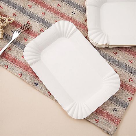 (16 X 10.5 Cm)lot De 200 Plateaux En Carton Blanc - Plateaux De Prsentation Pour Ptisseries/amuse-bouches/buffets (1/5)