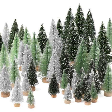 34 pièces de figurines de Noël, mini sapins de Noël, sapins de Noël artificiels (1/5)