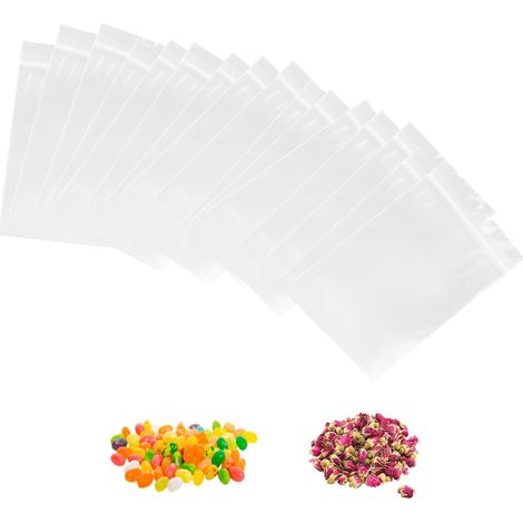 100 pezzi sacchetti trasparenti con cerniera, 6 sacchetti di plastica con cerniera da 4 cm, sacchetto trasparente richiudibile con cerniera, sacchetto di plastica con cerniera, per artigianato da cuci (1/5)