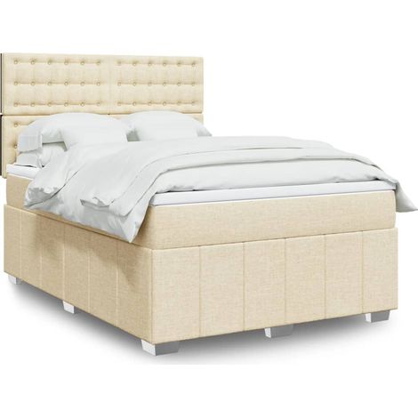 Boxspringbett mit Matratze Creme 140x200 cm Stoff