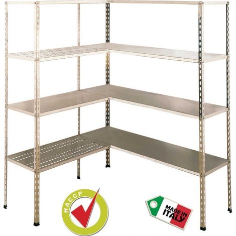 Scaffale in Acciaio Inox AISI 304 con 3 piani 80x30 altezza h 150cm (1/2)