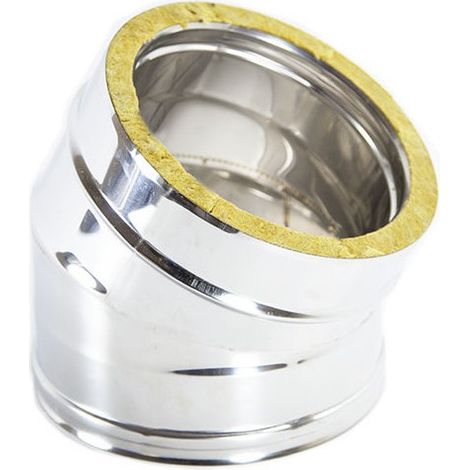 Gomito curva acciaio inox doppia parete di 130 - de 180mm, scegli se 30 gradi