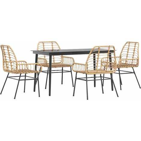 Maison Exclusive - 5-teiliges Garten-Esszimmerset Braunes Polyrat