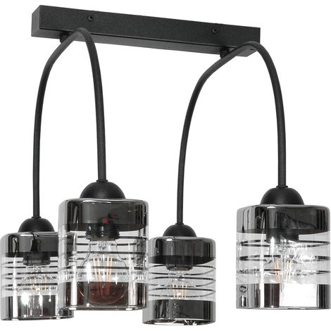 Lámpara de techo colgante clásica negra con pantalla de cristal 15-499 davis