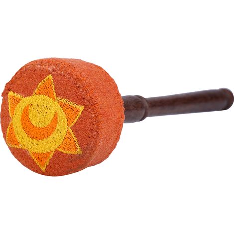 Bâton de frappe en bois dur feutré, fait main, pour bol chantant du bouddhisme tibétain (orange)