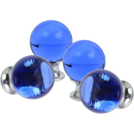 Domino Elegante Crystal D Möbelknopf 30mm in Chrom & Blau  4 Stück (1/5)