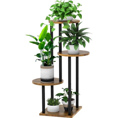 Support pour plantes d'intérieur, étagère d'angle en métal épais à 4 niveaux pour plusieurs plantes, plantes d'intérieur, support de pot de fleurs à étages pour terrasse, jardin, balcon, salon (1/5)