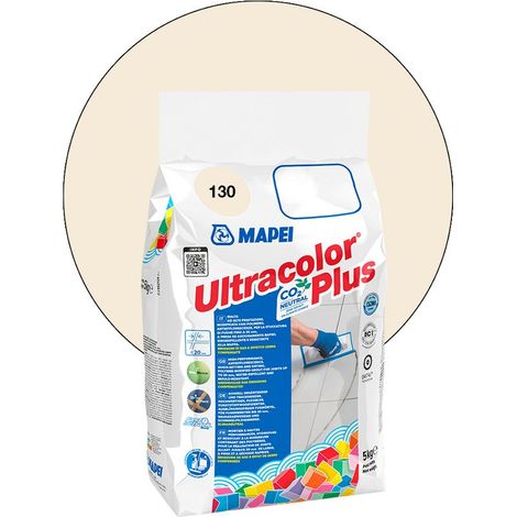 Mapei – Joint de carrelage ULTRACOLOR PLUS 130 Jasmin – Mortier hydrofuge et résistant aux moisissures – Pour joints jusqu'à 20 mm – 5 kg