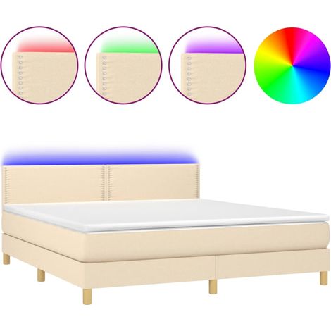 Maison Exclusive - Boxspringbett mit Matratze & LED Creme 180x200