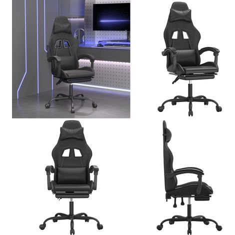 Chaise de jeu avec repose-pied Noir Similicuir - Chaise de jeu noir - Chaise de jeu avec repose-pied (1/5)