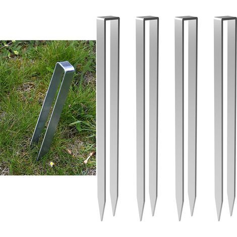STÜCKE Rosenbogen-Erdanker, Rosenbogenbefestigung, silberfarben, U-förmiger Erdanker, 300 x 29 x 21 mm, Rosenbogen-Erdanker, Bodennagel, Pfähle aus legiertem Stahl (1/5)