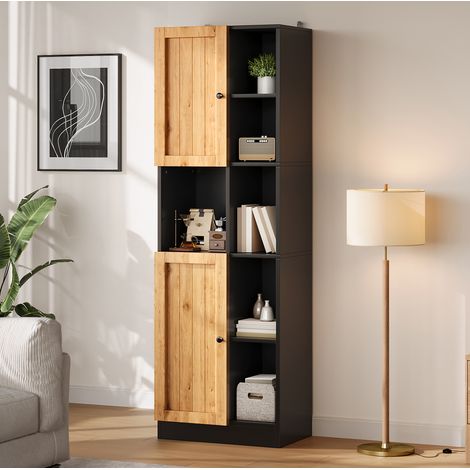 Meuble d'angle de cuisine haut 50 x 35,5 x 170 cm, 6 étagères, 2 portes, MDF OKMYHOME (1/5)