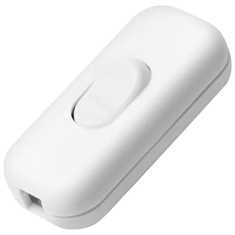 CSPARKV 63 x 27 mm, 2 A, 1 Stück, Nachttischlampenschalter, Doppeldraht-Steuerschalter, Doppeldraht-Schnittleitung 318, für kleine Geräte, Schreibtisch- und Nachttischlampen (weiß)