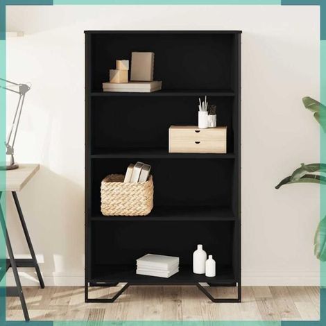 Bibliothèque - 848629 - noir - Bois d'ingénierie et métal - 80 x 31 x 137,5 cm (1/5)